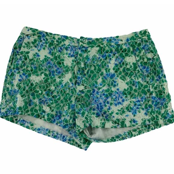 Madewell Women's Blue Green Lace Bloom Overlay Floral Summer Shorts Size 8 - Picture 2 of 9